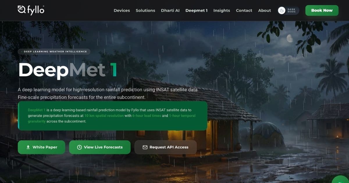 Fyllo DeepMet 1 satellite weather forecasting model interface
